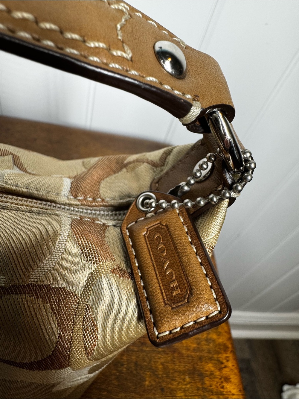 Coach Y2K Trendy Mini Satchel in Tan and Cream Signature Canvas - Picture 5 of 12